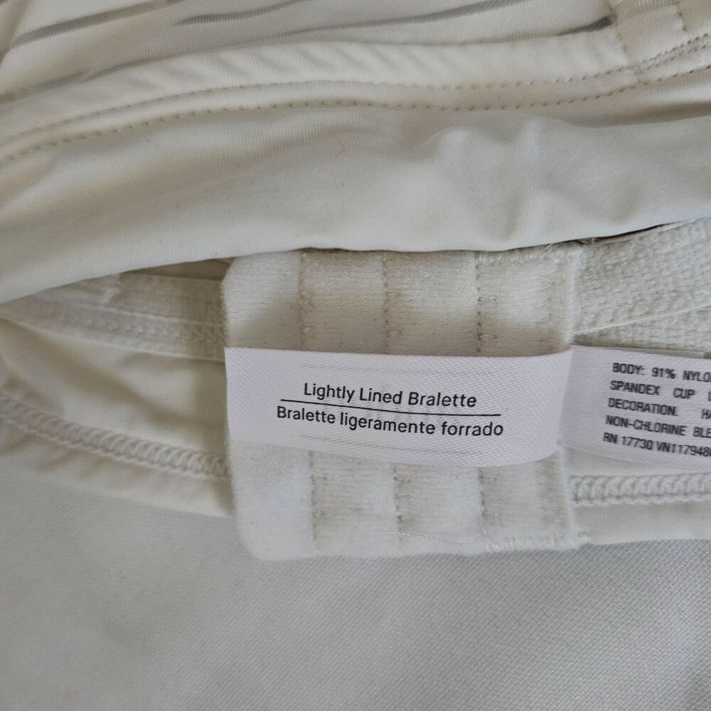 Auden Women's White Sheer Lace Striped Overlay Slightly Lined‎ Bralette Size XL - Picture 10 of 14